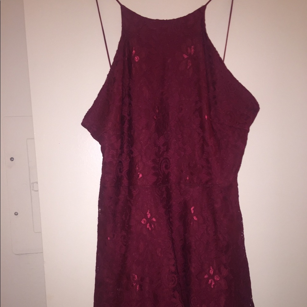 Lace Style Maroon Skater Dress